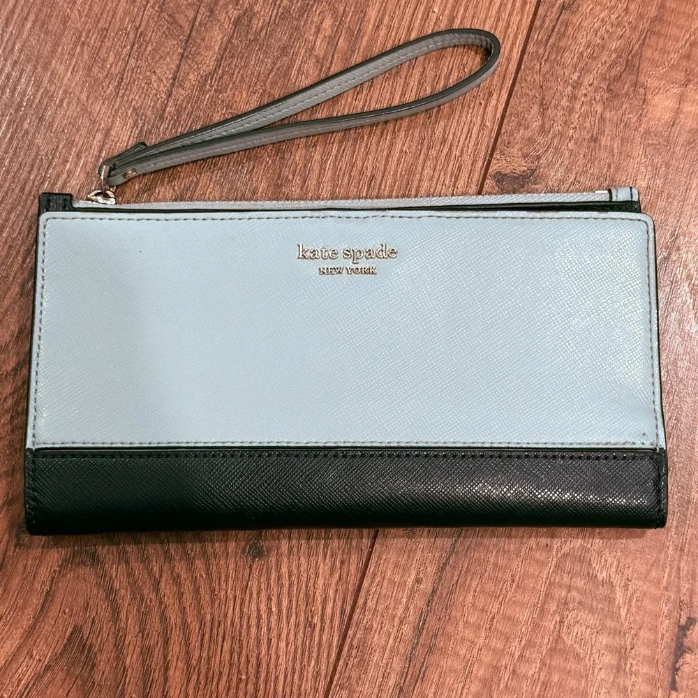 Kate Spade Spencer Continental Wristlet  Wallet Frosted‎ Spearmint Multi Blue